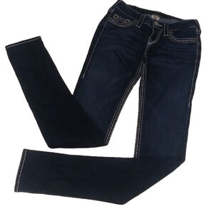 𝅺true Religion Five Pocket  Blue Dark Wash Mid Rise Straight Leg Denim Jeans